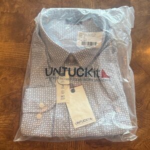 UNTUCKit Men’s Blue Geo-Print Long-Sleeve Button-Down Shirt